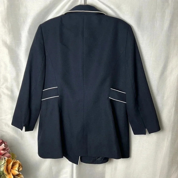 Le Suit blazer size 10,retro vibe,Y2K ,contrast piping,navy,coastal,office siren - Picture 3 of 11